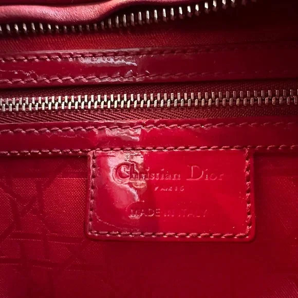Lady Dior in Cherry Red with Signature Cannage Stitching - Picture 15 of 15